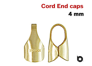 2 Pcs, 14k Gold Filled Round Endcap, ID Round Endcap, 4.0 mm, (GF-770-4)