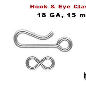 Sterling Silver 14.25 mm Hook 18 GA and Eye Clasp, (SS/852)