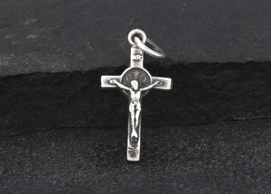 Sterling Silver Crucifix Cross, Artisan Pendant, (AF-463)