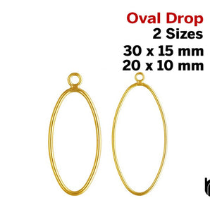 2 Pcs, 14k Gold Filled Oval Drop, 2 Sizes, (GF-764)