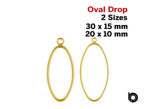 2 Pcs, 14k Gold Filled Oval Drop, 2 Sizes, (GF-764)