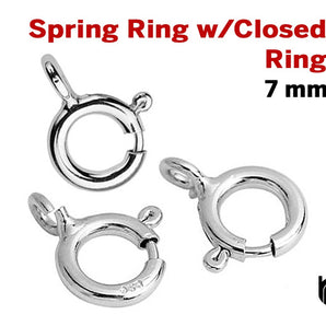 Sterling Silver Spring Ring Clasps w/ Closed Ring, (SS/840)