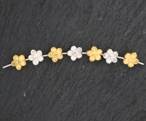 4 Pcs, Sterling Silver Artisan Daisy Flower Beads -  (HT-8247) - Beadspoint