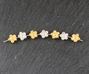 4 Pcs, Sterling Silver Artisan Daisy Flower Beads -  (HT-8247) - Beadspoint
