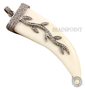 Pave Diamond Leaf Pendant -- DP-0855 - Beadspoint