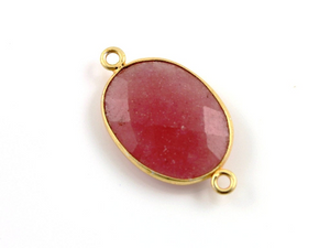 Dyed Sunstone Faceted Oval Connector, (BZCT1010-A) - Beadspoint