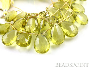 Lemon Topaz Large Flat Pear Drops Gemstone, (2LTZLRGpear) - Beadspoint