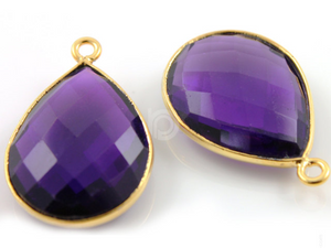 Natural Amethyst Faceted Pear Bezel, (BZC7425) - Beadspoint