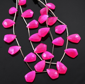 Fuchsia Pink Chalcedony Faceted Pear Drops, (FPC/11x16FNCY), - Beadspoint