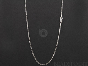 Sterling Silver Finished Figaro Curb Neck Chain ,(FIG050-20) - Beadspoint