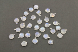 Rainbow Moonstone Coin Pendant, 11 mm (SSRNM-COIN-01) - Beadspoint
