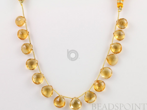 Yellow Citrine Faceted Flat Heart Drops, 4 Pieces (4CIT10HRT ) - Beadspoint