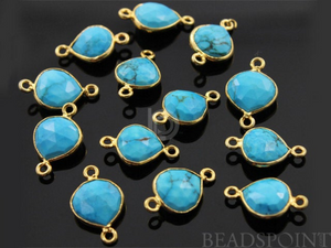 Turquoise Faceted Pear Bezel Connector, (BZC7119) - Beadspoint