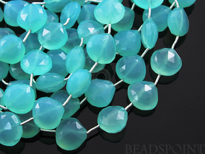 Aqua Blue Chalcedony Heart Drops Straight Drilled ,(AQCL/12SD), - Beadspoint