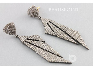 Pave Diamond Art Deco Earrings, (DER-141) - Beadspoint