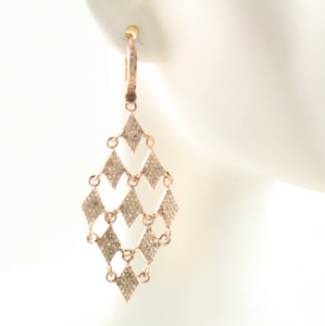 Pave Diamond Earrings, Pave Diamond Chevron Earrings, Chevron Earrings, Rose Gold Diamond Earrings, Diamond Fancy Earrings (DER-135) - Beadspoint