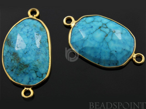 Natural Turquoise Bezel Fancy Shape Connector,(BZC7113) - Beadspoint