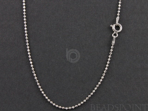Sterling Silver Finished Italian Neck Chain, (BALL15DCRH-20) - Beadspoint