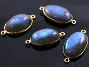 Labradorite Smooth  Oval Connector, (LABOV001-G) - Beadspoint