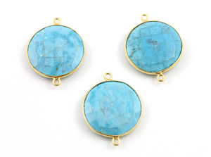 Turquoise Faceted Coin Connector, (BZCT8106) - Beadspoint