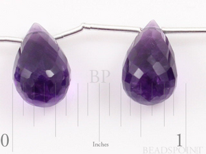 Dark Purple African Amethyst Faceted Tear Drops, (4AM6x9TEAR) - Beadspoint