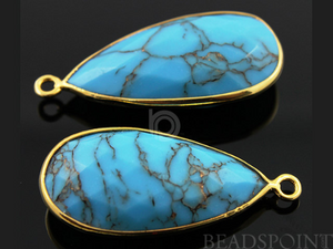 Blue Turquoise Faceted Pear Bezel, (BZC7064) - Beadspoint