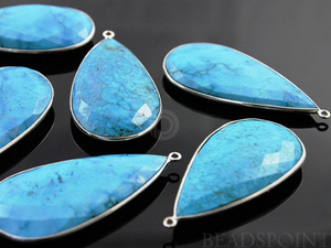 Turquoise large 1.5 Inch Pear Bezel Focal drop, (SSBZC8009) - Beadspoint
