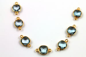 Blue Topaz Faceted Cushion Connector, (BZCT9005) - Beadspoint