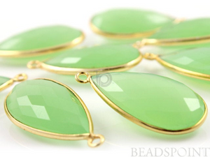 Green Chalcedony Faceted Pear Bezel, (BZC7053) - Beadspoint