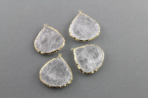 Rock  Crystal Electroplated Heart Bezel, (BZC9064/RCY/HRT) - Beadspoint