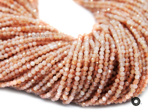 Peach Moonstone Micro Faceted Rondelle Beads, (PEACHMOON-2.5RNDL) - Beadspoint