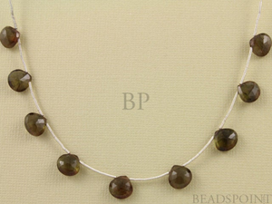 Andusolite Rose Brown Faceted Heart Drops, (And7-8Hrt). - Beadspoint