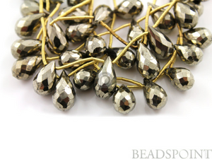 Pyrite Platinum Metallic Faceted Tear Drops, (PYR7x12TEAR(P)) - Beadspoint