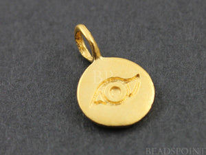 24K Gold Vermeil Over Sterling Silver Evil Eye Charm-- VM/CH2/CR1 - Beadspoint
