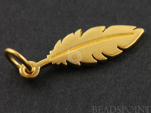 24K Gold Vermeil Over Sterling Silver Leaf Charm -- VM/CH4/CR23 - Beadspoint