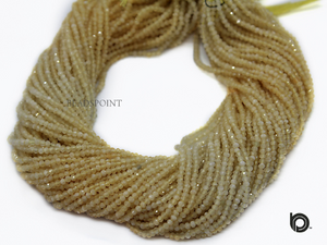 Yellow Chalcedony Micro Faceted Rondelle Beads, (YCHALCE-2.5FRNDL) - Beadspoint