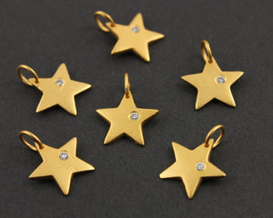 24K Gold Vermeil over Sterling Silver Star Charm -- VM/CH5/CR30 - Beadspoint