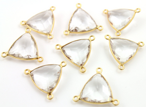 Rock Crystal Faceted Triangle Bezel, (BZC-9083-CRY) - Beadspoint