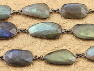 Labradorite Oval Faceted Oval Chain, (BC-LAB-40) - Beadspoint
