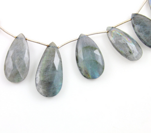 Blue Flashes Labradorite Faceted Pear Briolettes Beads, (LAB34x16PR) - Beadspoint