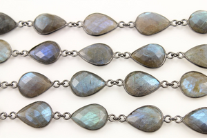 Labradorite Faceted Pear Chain (GMC-BZ-344) - Beadspoint