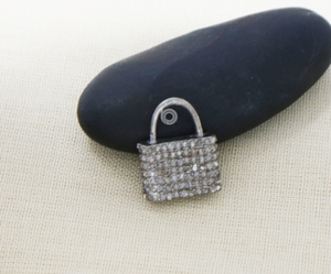 Pave Diamond Pad Lock Charm, (DCH-141) - Beadspoint