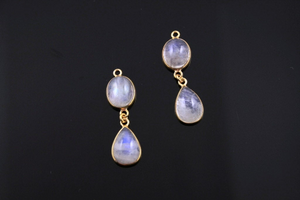 Rainbow Moonstone Smooth Dangle Bezel, (RNB-810) - Beadspoint