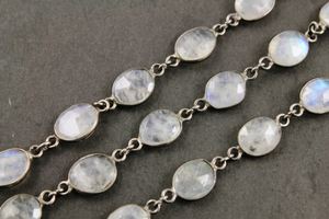 Rainbow Moonstone Faceted Oval Chain, (GMCOX-RNB-500) - Beadspoint
