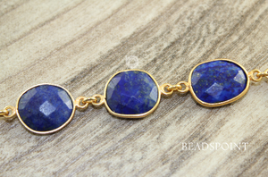 Lapis Bezel Chain Faceted Oval Chain, (BC-LAP-73) - Beadspoint