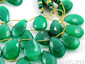 Green Onyx Large Faceted Flat Pear ,(GRX15x22PEAR) - Beadspoint