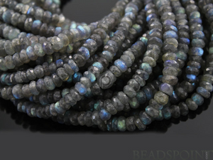Natural '' NO TREATMENT'' Grey Labradorite Medium Micro Faceted Rondelles, AAA Quality Gems 6mm, 1 Strand (LAB6Frndl) - Beadspoint