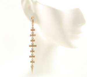 Pave Diamond Chevron Dangle Earrings, (DER-133) - Beadspoint