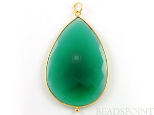 3 Inches Long, Green Onyx Faceted Pear Bezel, (BZC7328-B) - Beadspoint