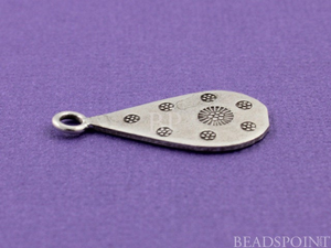 Thai Hill Tribe Flat Stamped Teardrop-Shaped Charm, (8079-TH) - Beadspoint